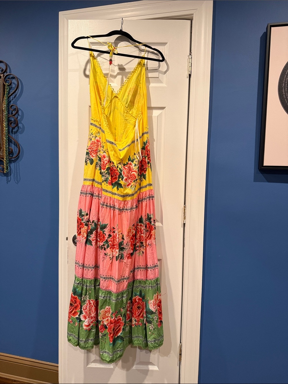 FARM Rio Yellow, Pink & Green Floral Tiered Maxi Slip Dress - Picture 2 of 2